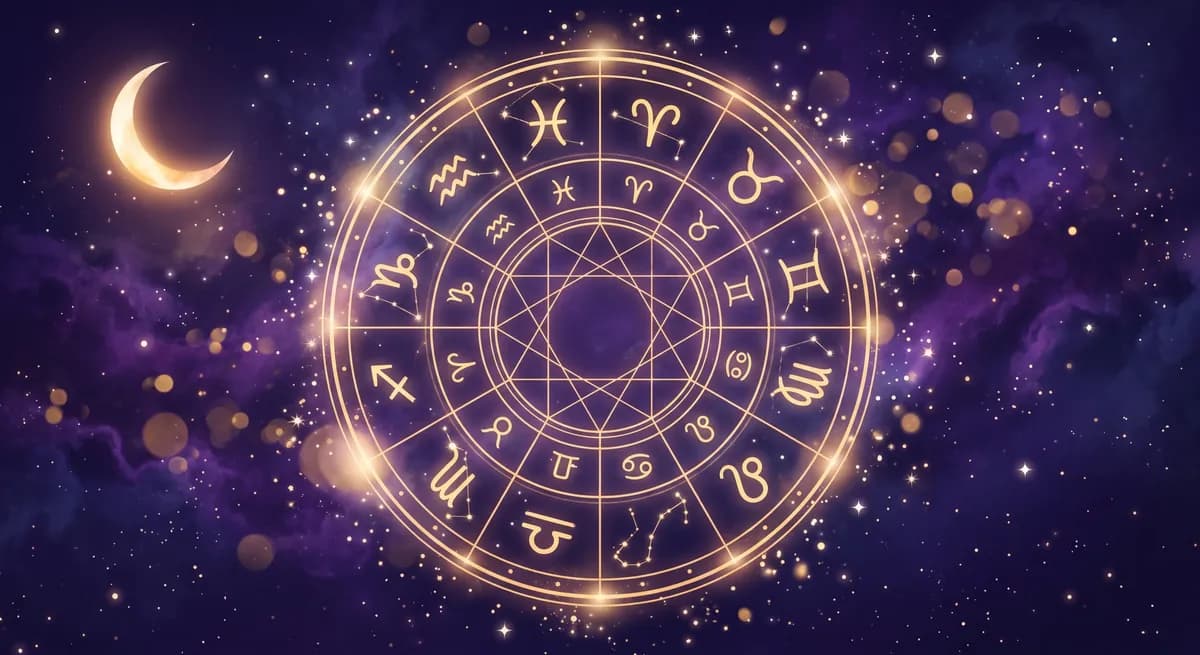 Carta astral con constelaciones y símbolos astrológicos